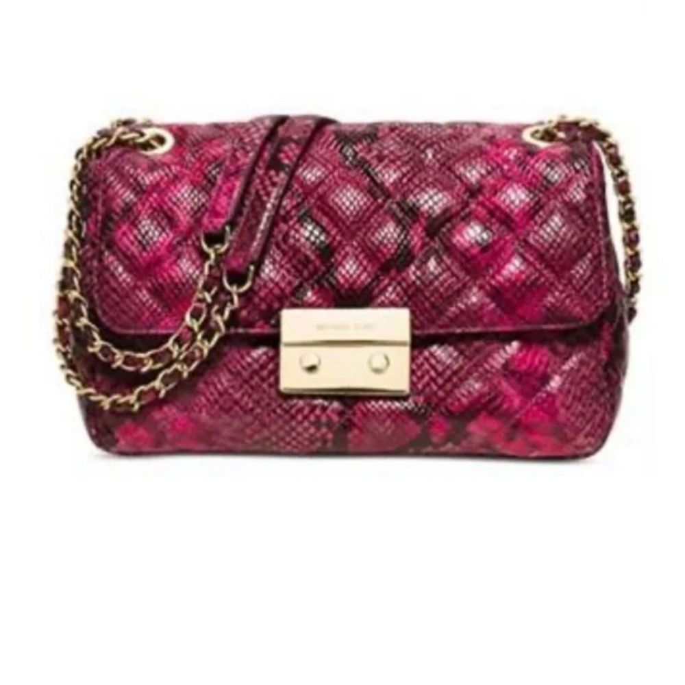 Michael Kors Sloan Large Quilted Embossed-Leather Shoulder Bag